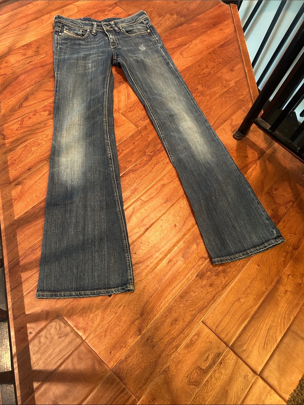 Diesel Bebel B.C Vintage Blue Denim Low Waisted Flare Leg Jean Size 26 W 34 L